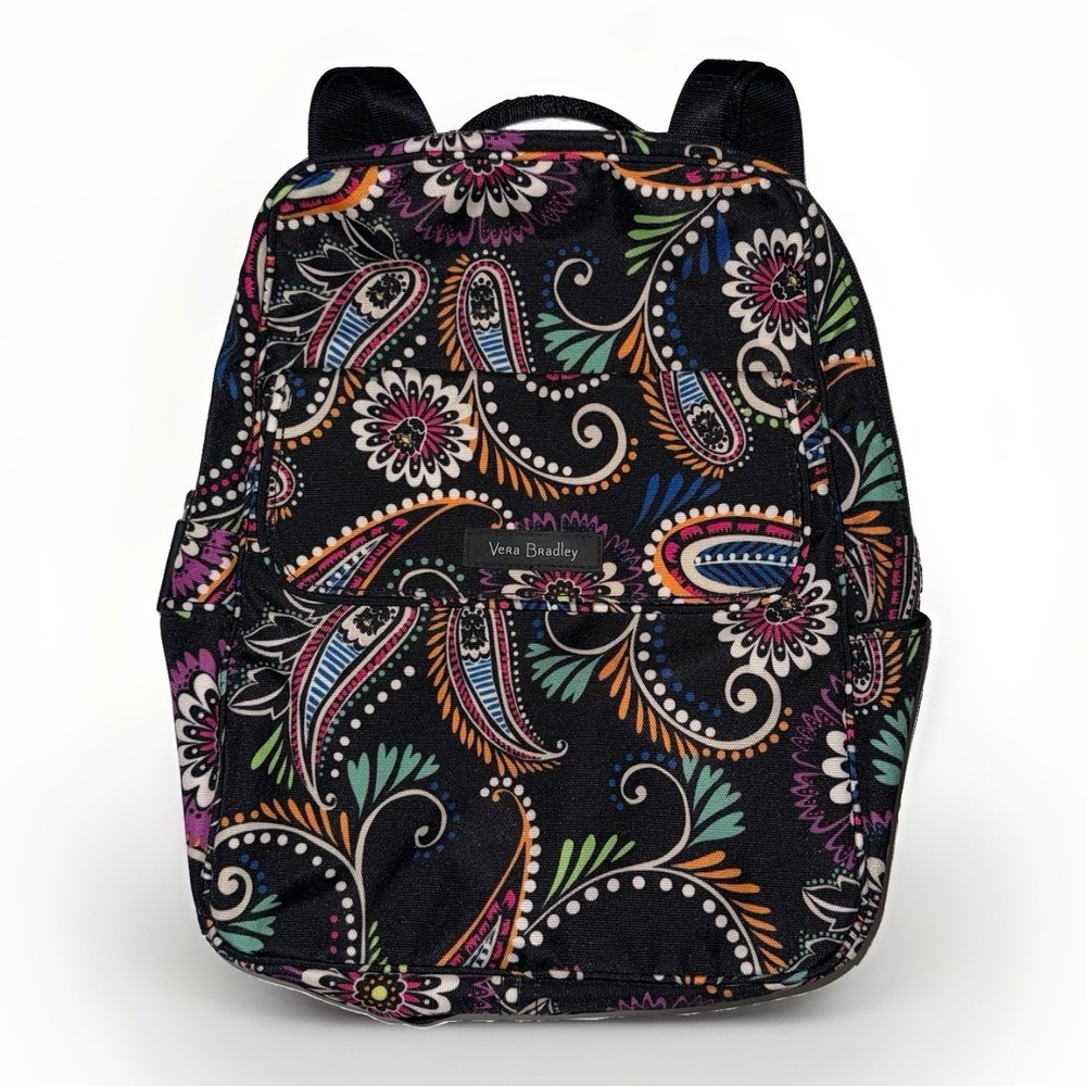 Vera Bradley Backpack Black Multicolor Paisley Floral 13x9 Retired VBC17 Small